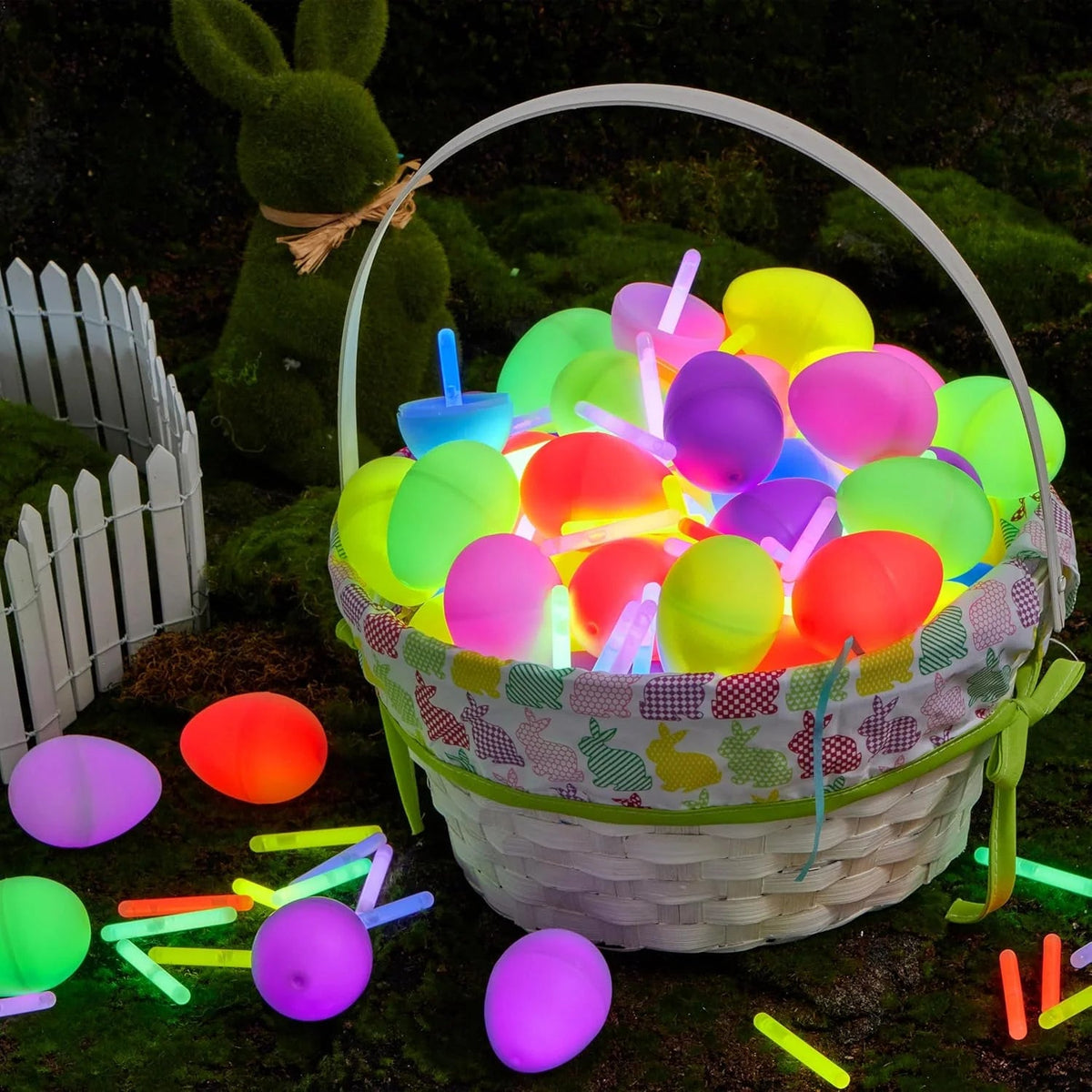 20pcs Luminous Easter Eggs with Mini Glow Sticks Glow in