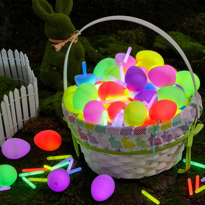 20pcs Luminous Easter Eggs with Mini Glow Sticks Glow in