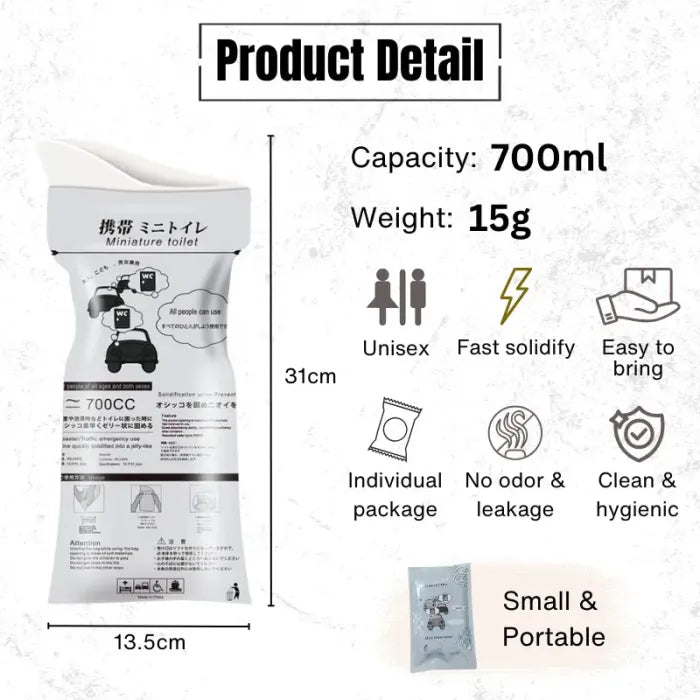 2026 Travel Essential 700ml Portable Emergency Urinal Bags – Disposable, Leak-Proof & Unisex Outdoor Relief