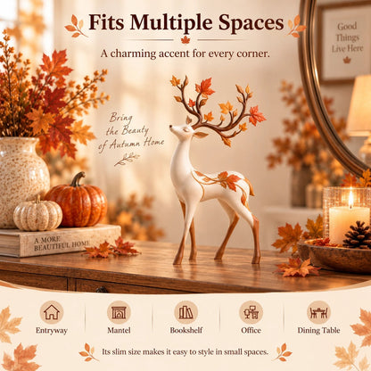 Autumn Leaf Antler Deer Figurine