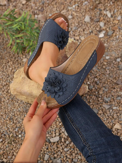 Women's Floral Wedge Sandals – Platform, Slip-On