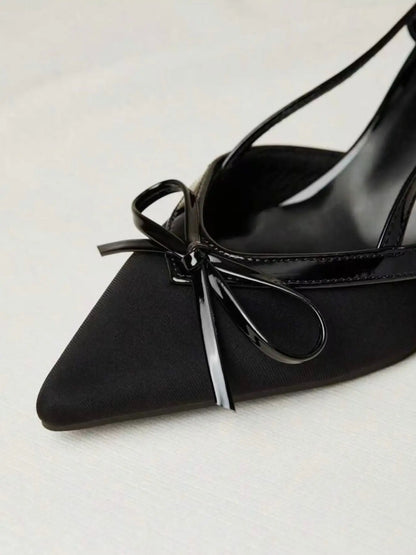 Women's Rubber Sandals – Pointed Toe, Stiletto Heel, Bow