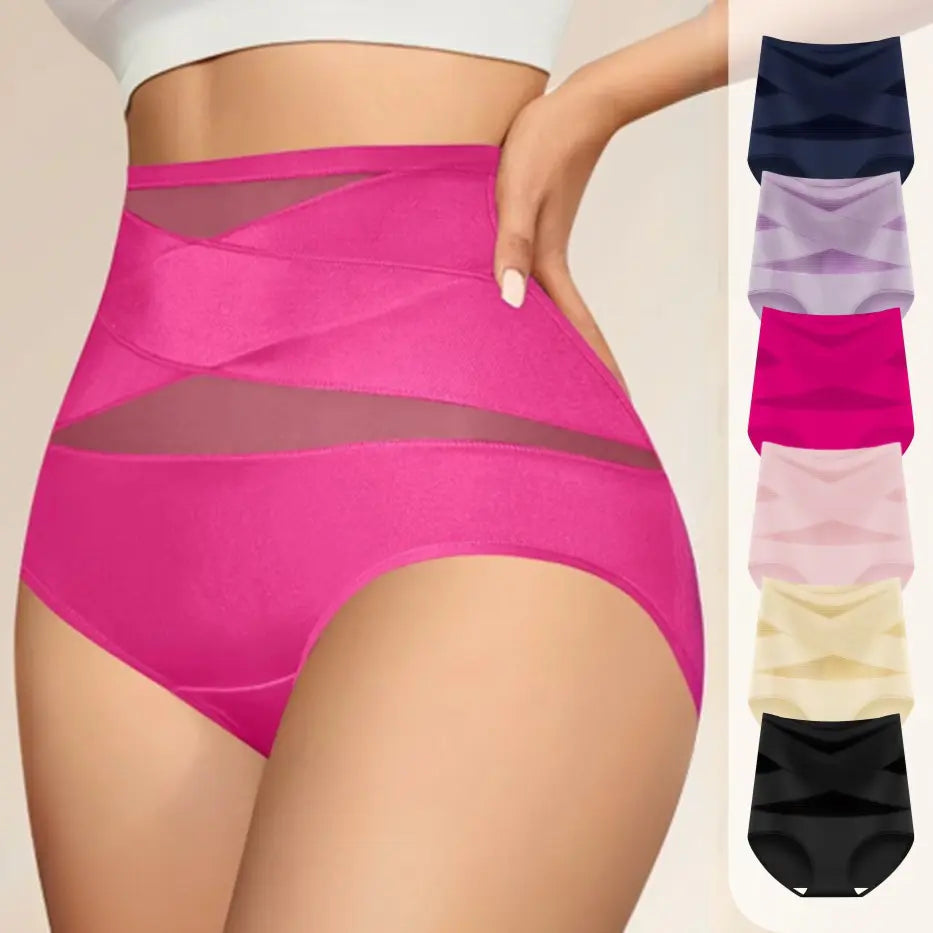 Women's Sheer High Waist Shaping Underwear, Sexy Mesh Shapewear Panty