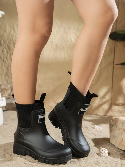 Women's Knit Boots – Chunky Sole, Waterproof