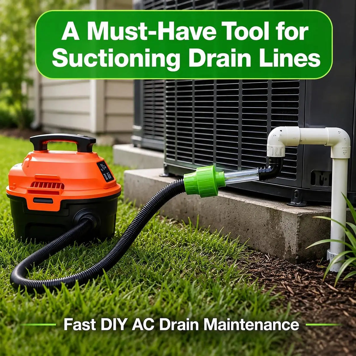 Universal AC Drain Line Cleaner Adapter, Wet/Dry Vacuum Attachment