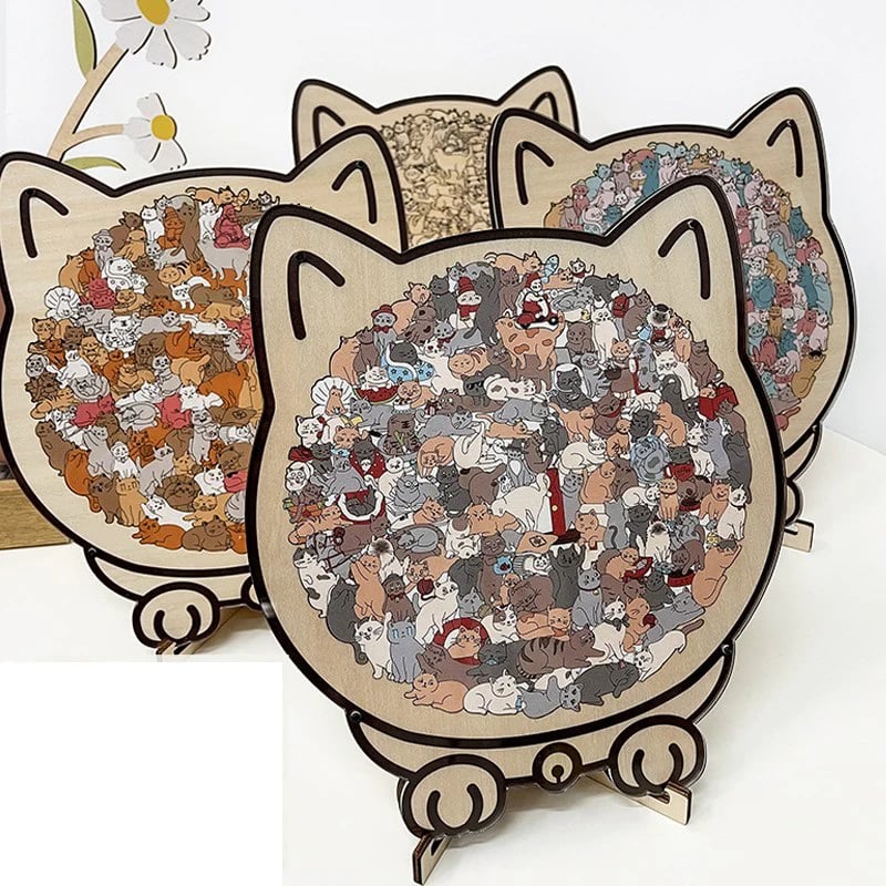 LAST DAY 50% OFF - Cute Cat and Dog Puzzle – A Wooden Work of Art You Can Build