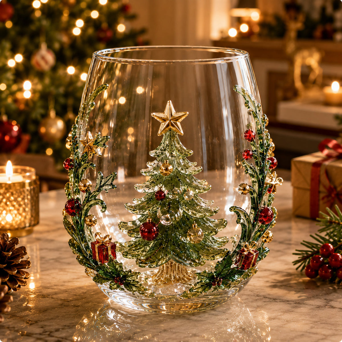 Magical Christmas Glass Cup Collection – Santa, Reindeer, Snowman & Christmas Tree