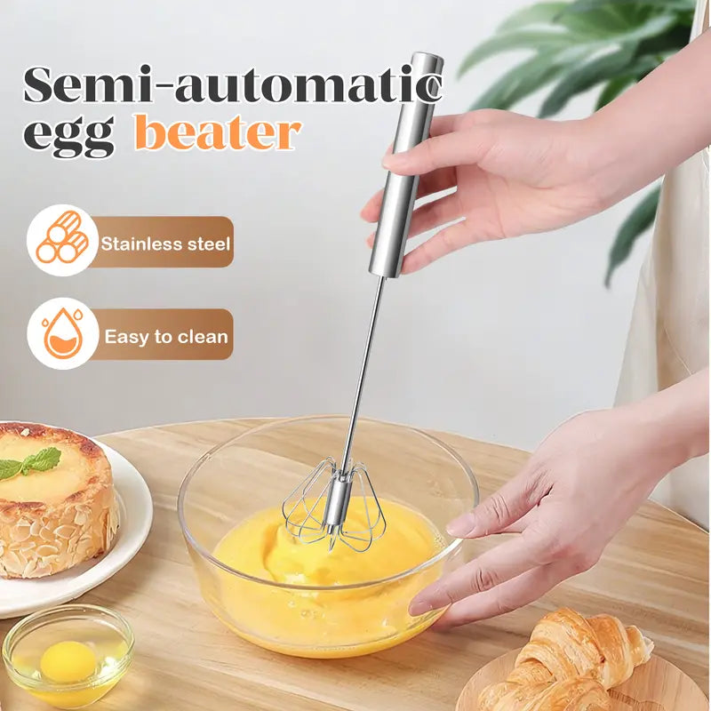 Hot Sale 50% OFF | Stainless Steel Push Whisk | Effortless Mixing for Baking & Cooking