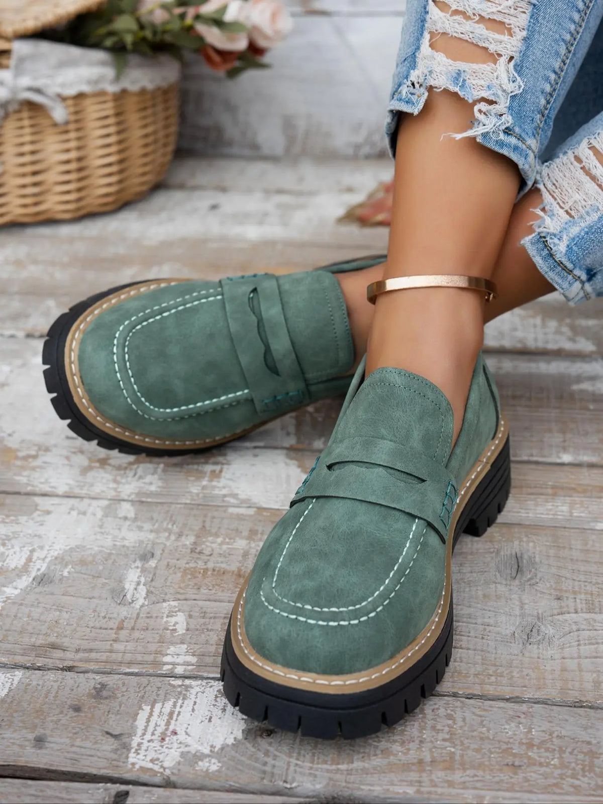 Women's Loafers – Round Toe, Slip-On, Wide Fit