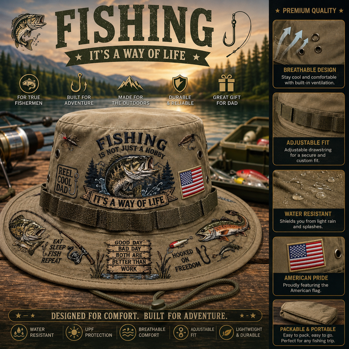Last Day Promo: 49% OFF Fishing Is a Way of Life Boonie Hat