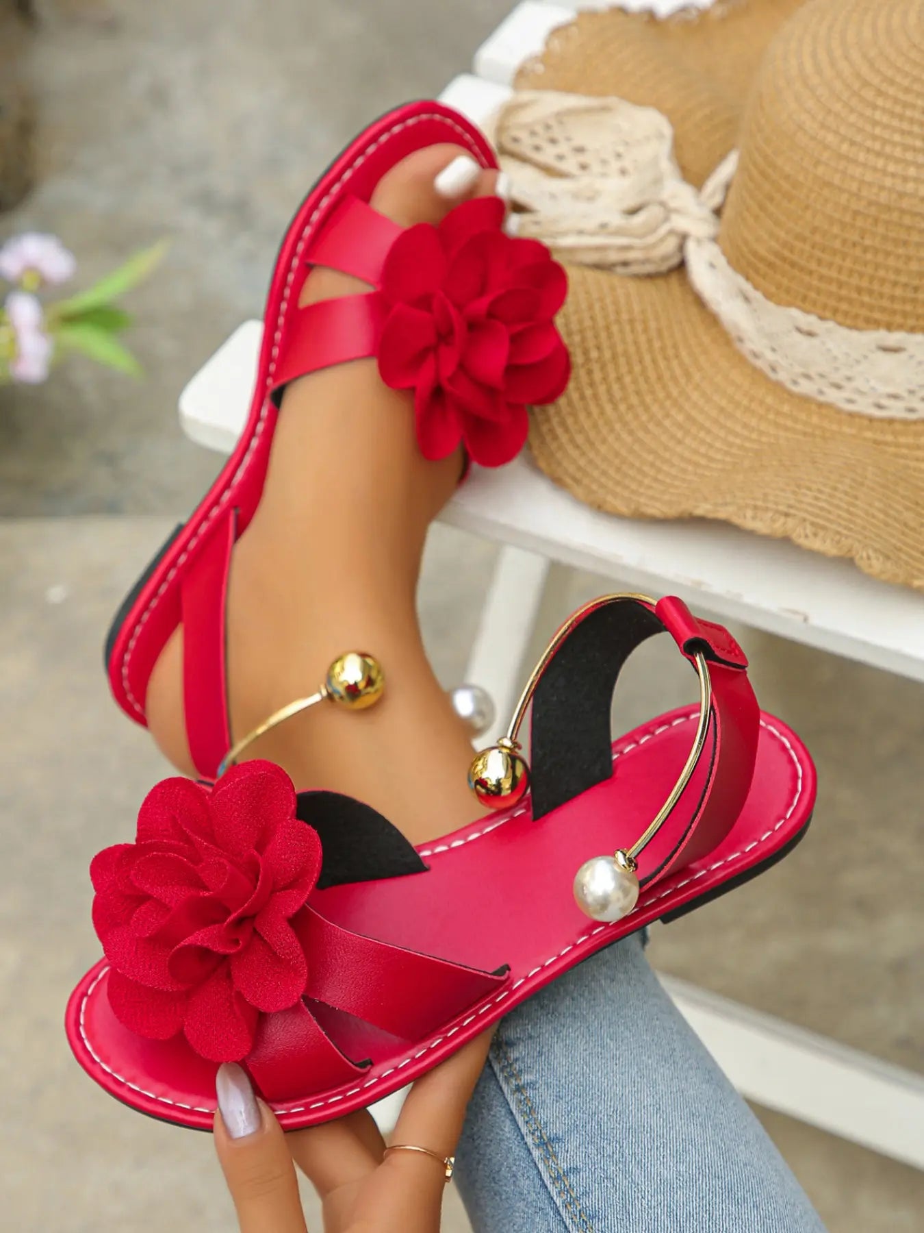 Women's Pearl Floral Sandals
