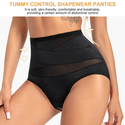 Women's Sheer High Waist Shaping Underwear, Sexy Mesh Shapewear Panty