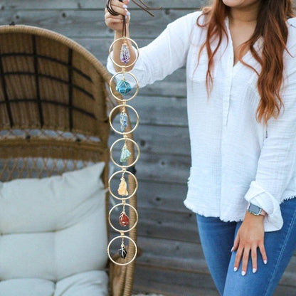 Handwoven 7 Chakra Crystal Wall Hanging – Tree of Life Energy Decor