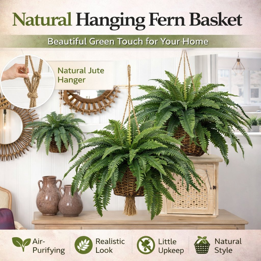 Artificial Hanging Fern Plant – Effortless Greenery for Home & Garden