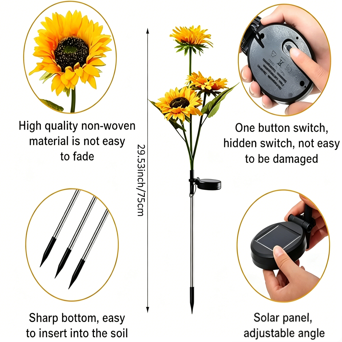 Solar Sunflower Garden Lights – Realistic LED Flower Stakes