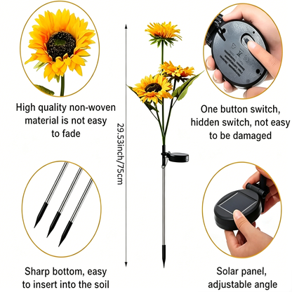 Solar Sunflower Garden Lights – Realistic LED Flower Stakes