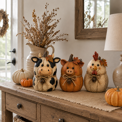 Pumpkin Friends™ Fall Decor Set – Create a Cozy Farmhouse Autumn Home This Season