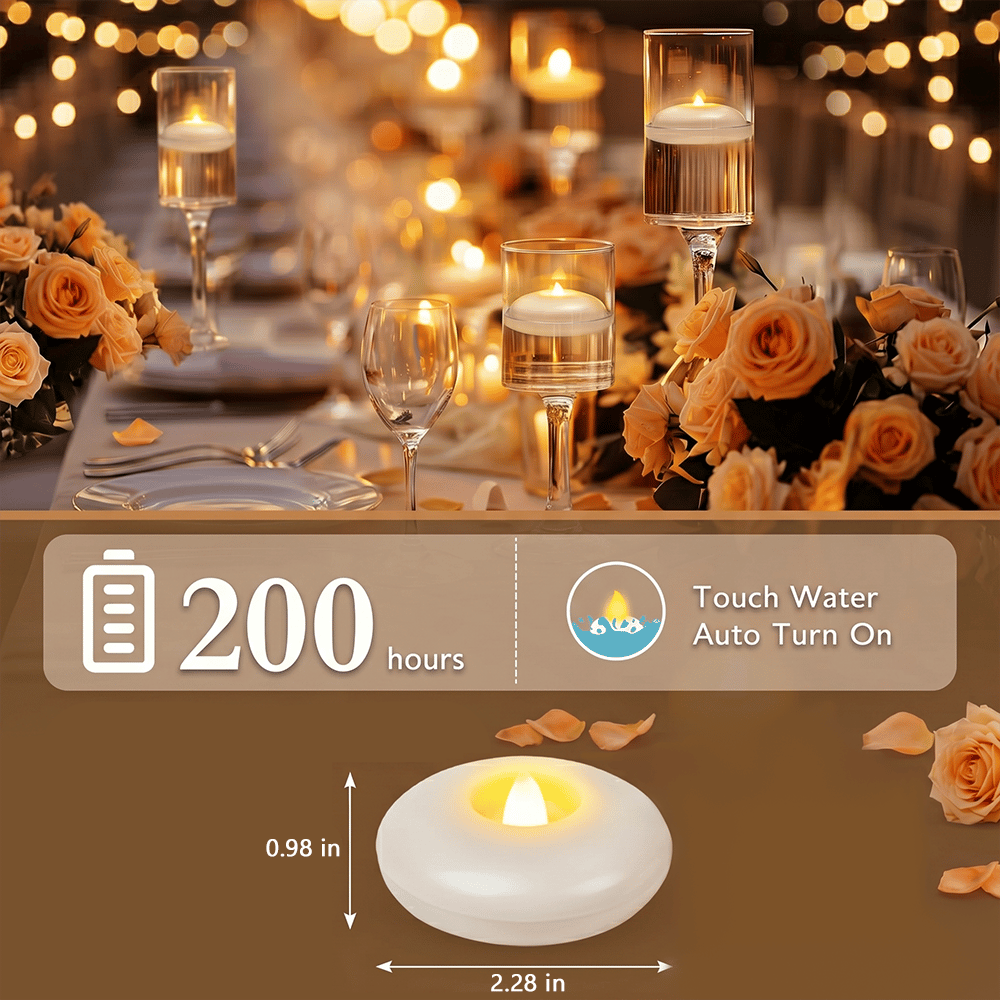 Water-Activated Floating LED candle shape – Flameless Waterproof Ambiance for Any Occasion