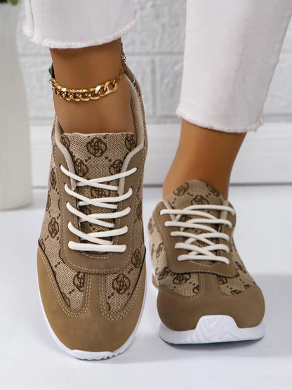 Women's Sport Floral Trainers – Lace-Up, Breathable