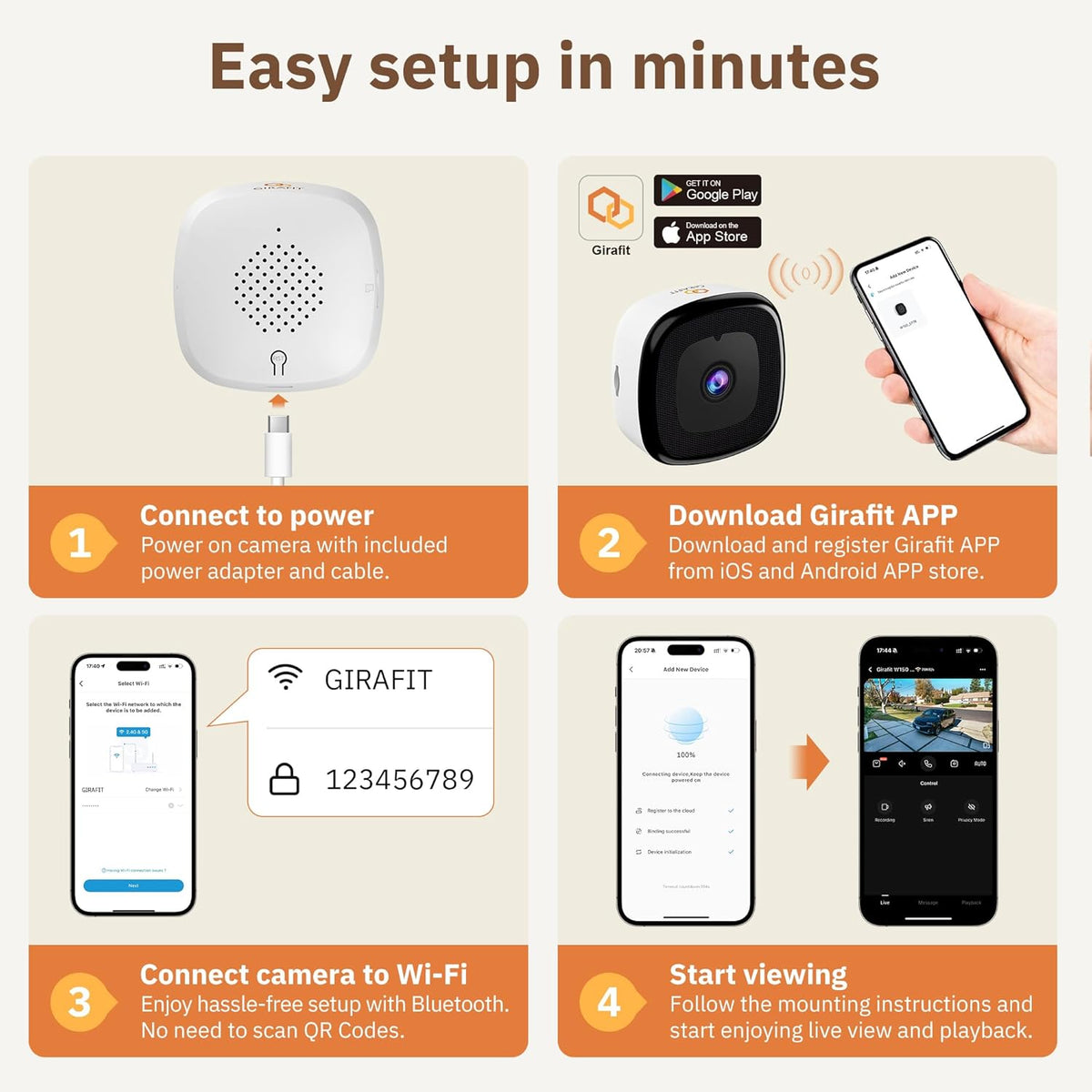 crystal-clear 2K security camera Color Night Vision 24/7 Recording & Smart Alerts Easy Install!
