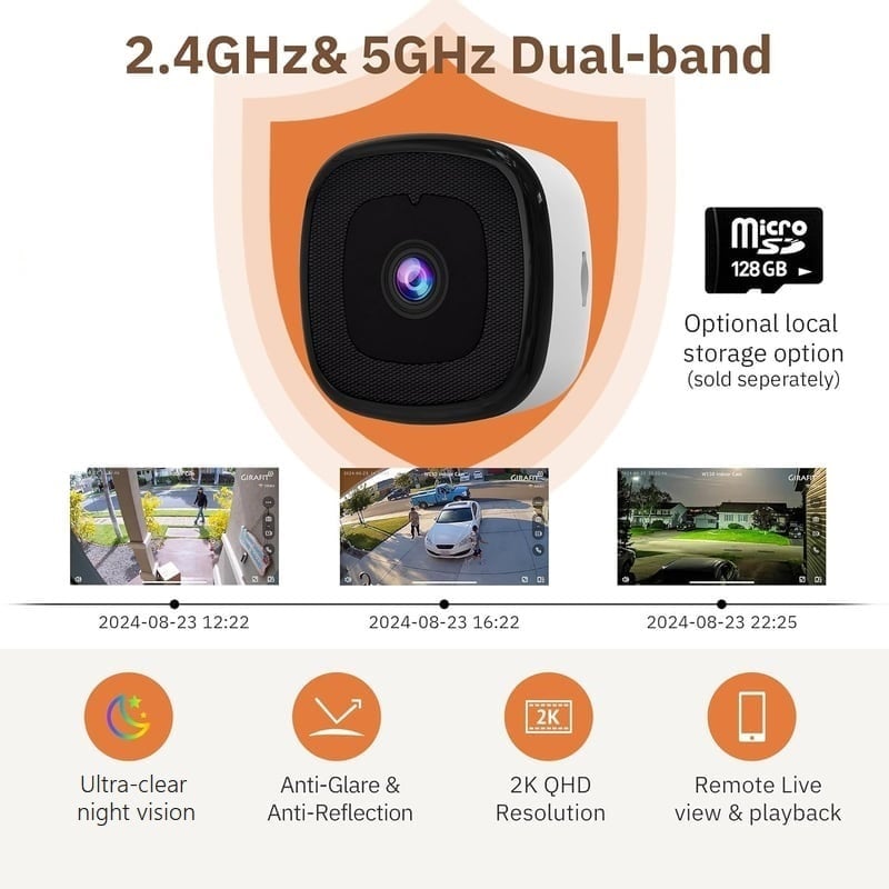 crystal-clear 2K security camera Color Night Vision 24/7 Recording & Smart Alerts Easy Install!