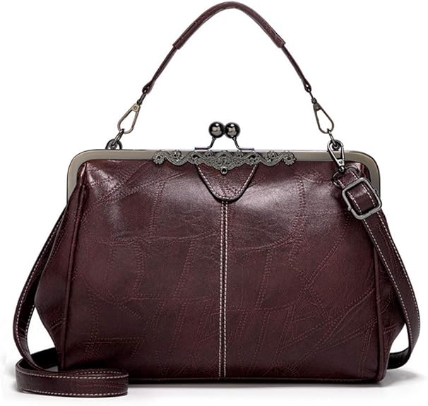 2026 New Elegant Waterproof Women’s Leather Kiss-Lock Tote Handbag
