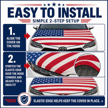 Universal American Hood Flag Cover - Fits Most Cars, SUVs & Pickups