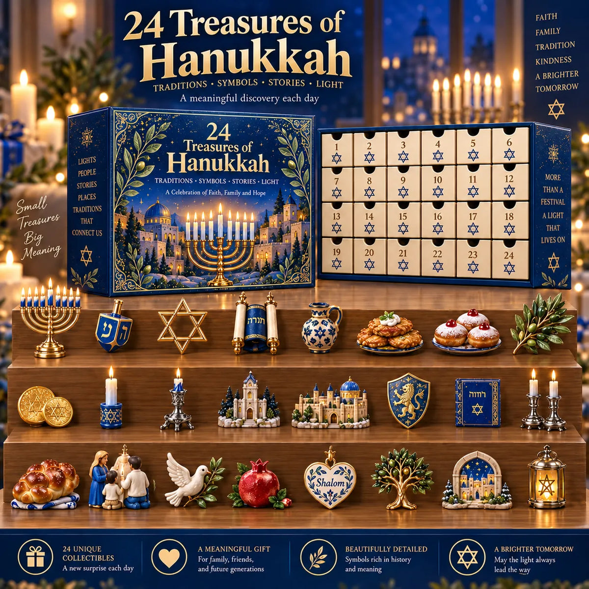 24 Treasures of Hanukkah | 24 Unique Symbols, Keepsakes & Daily Surprises Inspired by Light, Faith & Tradition