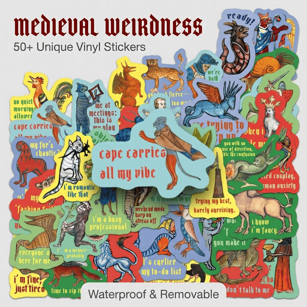 Last Day Promotion 49% OFF50‐Pack Medieval Meme Stickers – Extra‐Large, Waterproof, Peel & Stick