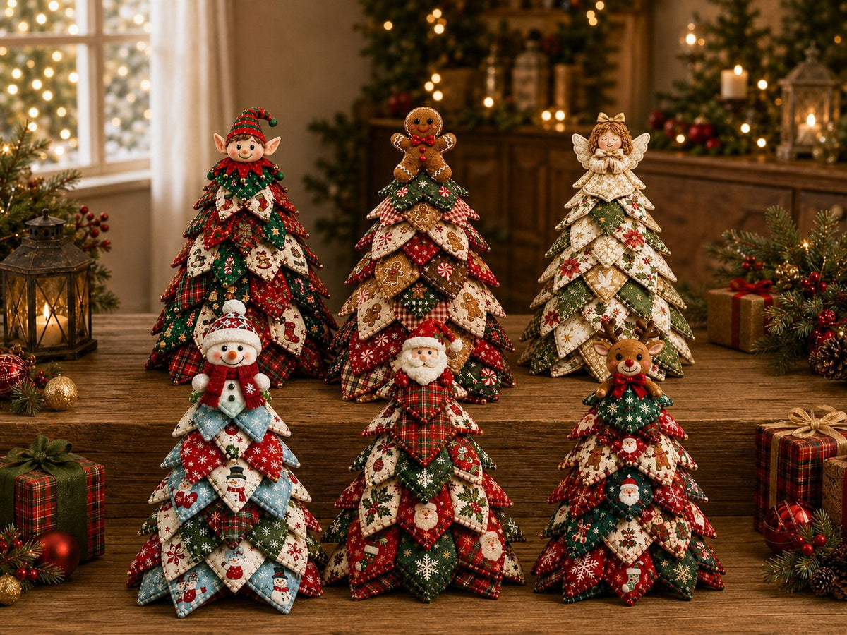 LAST DAY 50% OFF - DIY Quilted Christmas Tree Kit – Handmade Fabric Holiday Tabletop Tree Decor