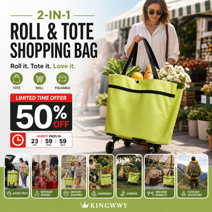 50% OFF !! 2-in-1 Foldable Shopping Cart