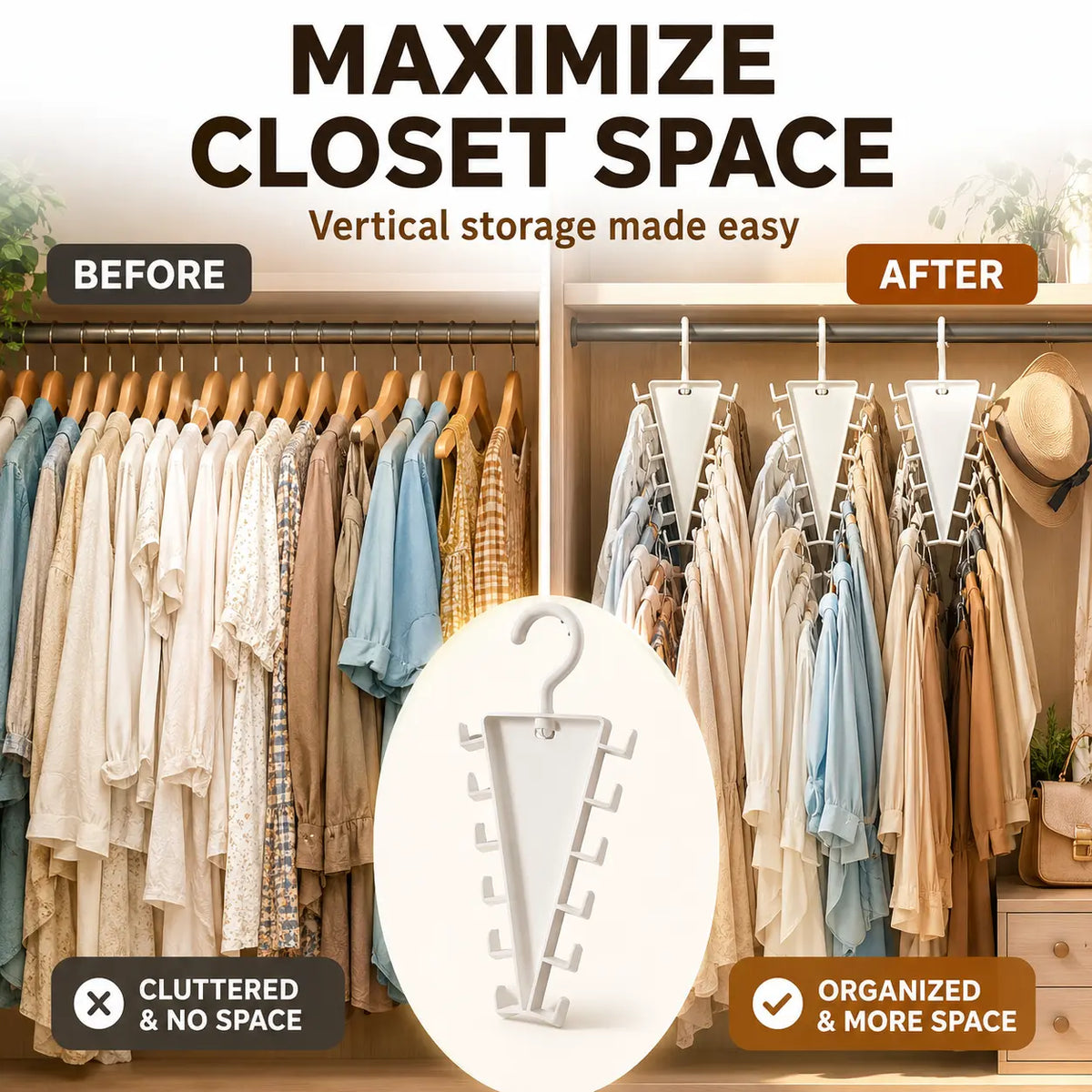 V Shaped Double‑Sided Closet Organizer Hanger