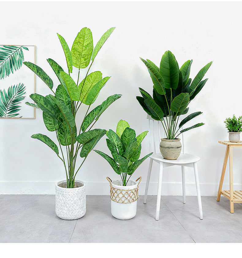 Last Day 75% OFF Artificial Monstera & Banana Leaf Plant Pot– Lush Tropical Decor