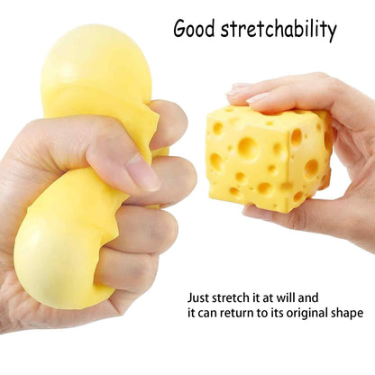 Cheese Cube Squishy Toy, Soft Moldable Petroleum Jelly-Filled Squeeze Ball