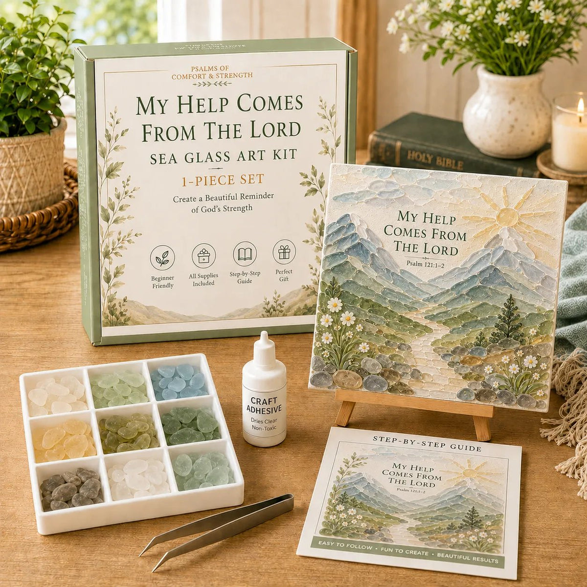 LAST DAY 49% OFF - Psalms of Comfort & Strength Sea Glass Art Kit