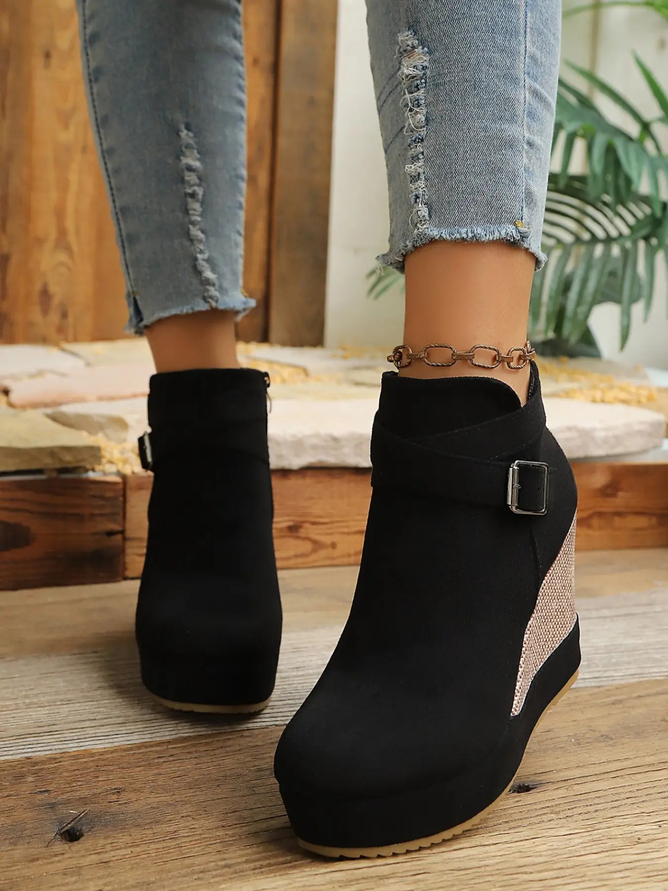 Women's Ankle Boots – Chunky Sole, Wedge, Zip