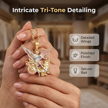 2026 New Arrivals 50% OFFTri-Tone Angel Guardian Pendant Necklace – Elegant & symbolic – Perfect for daily wear or gifting – delicate and meaningful