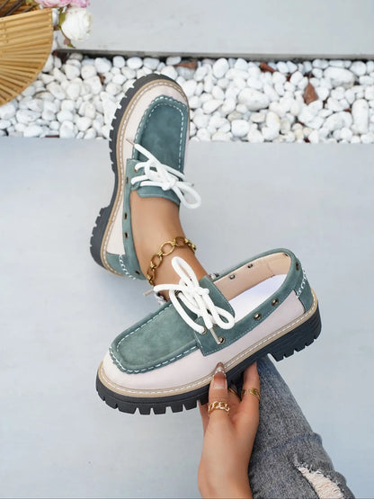 Women's Loafers – Round Toe, Platform, Chunky Sole