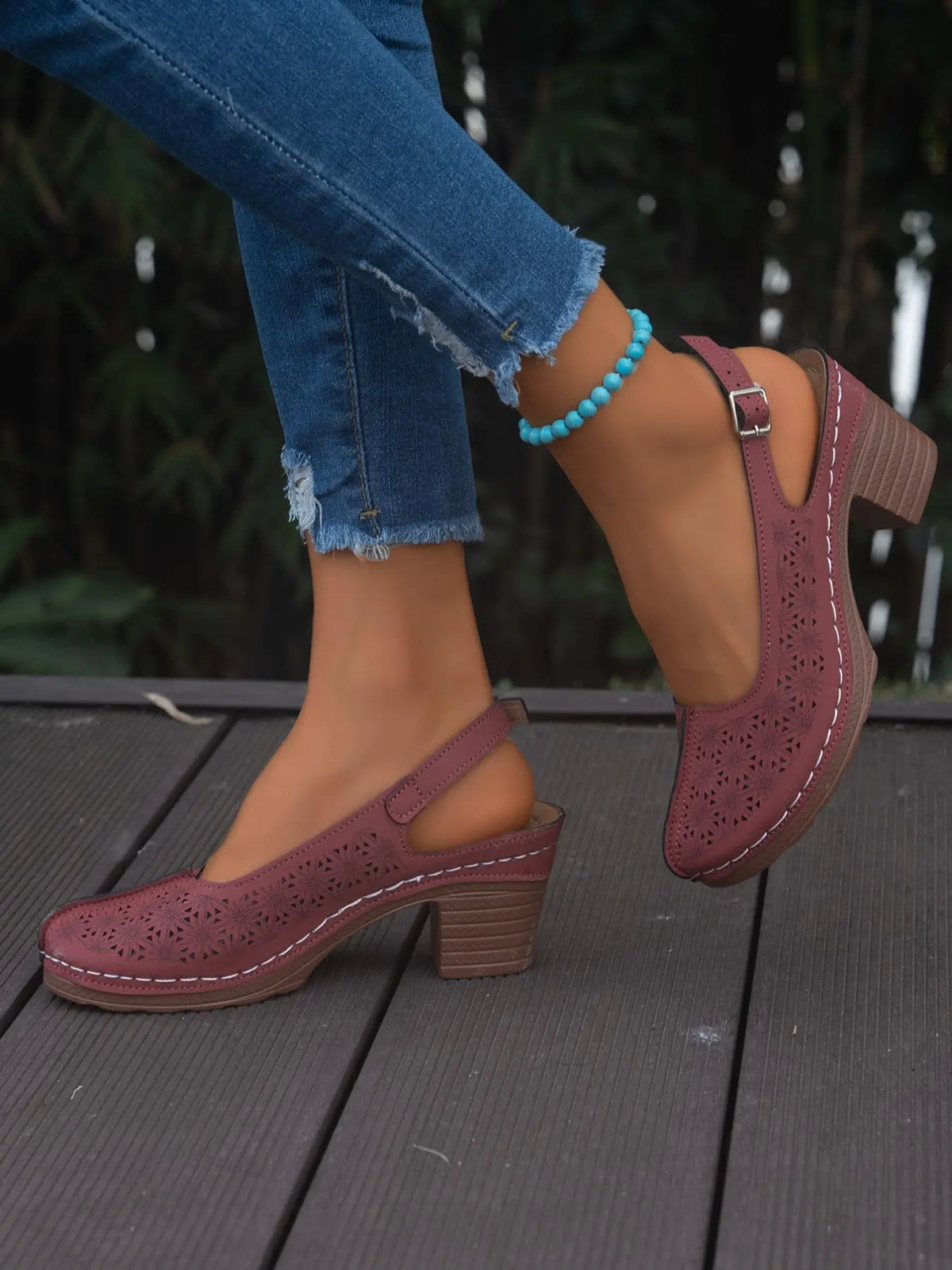 Women's Wedge Sandals – Cut-Out, High Heel