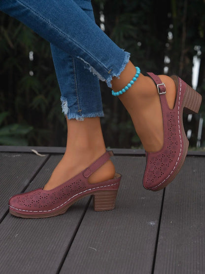Women's Wedge Sandals – Cut-Out, High Heel