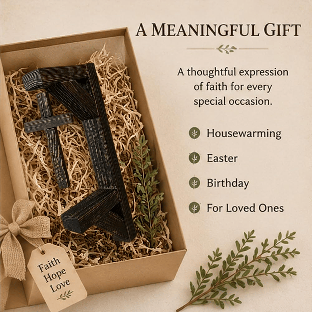 Limited-Time 49% OFF | Rustic Cross Wall Shelf Wooden Floating Shelf for Faith-Inspired Decor