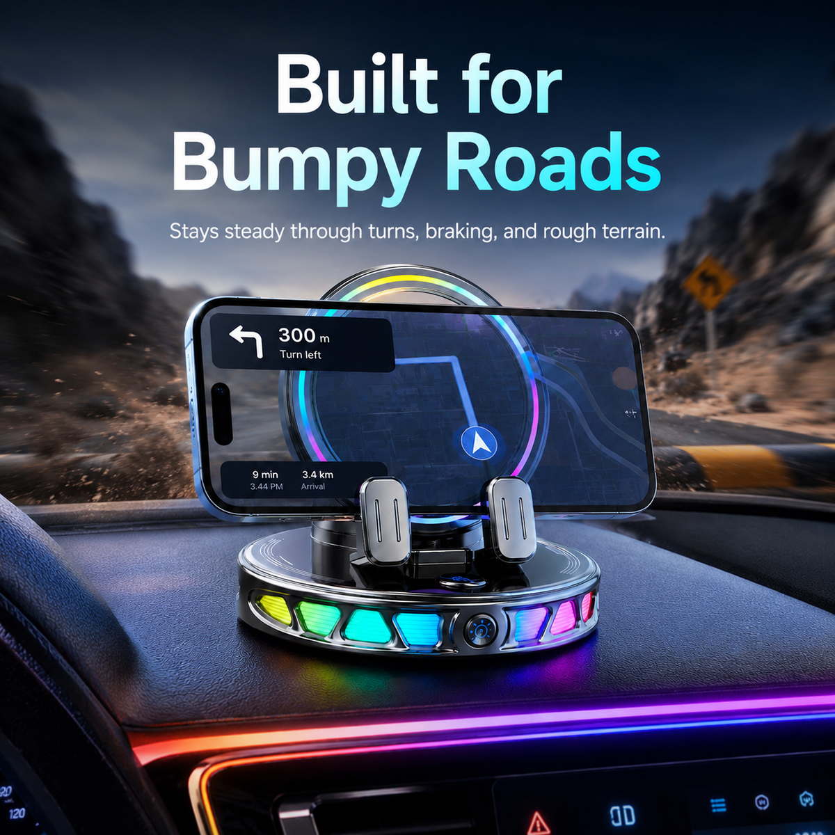 RGB Smart Auto-Clamping Dashboard Car Phone Mount