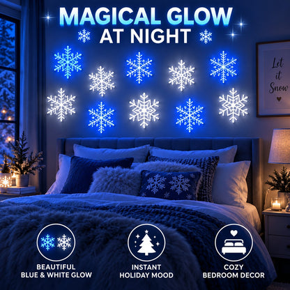 Last Day 49% OFF – LED Snowflake Wall Lights with Blue & White Glow, Remote Control