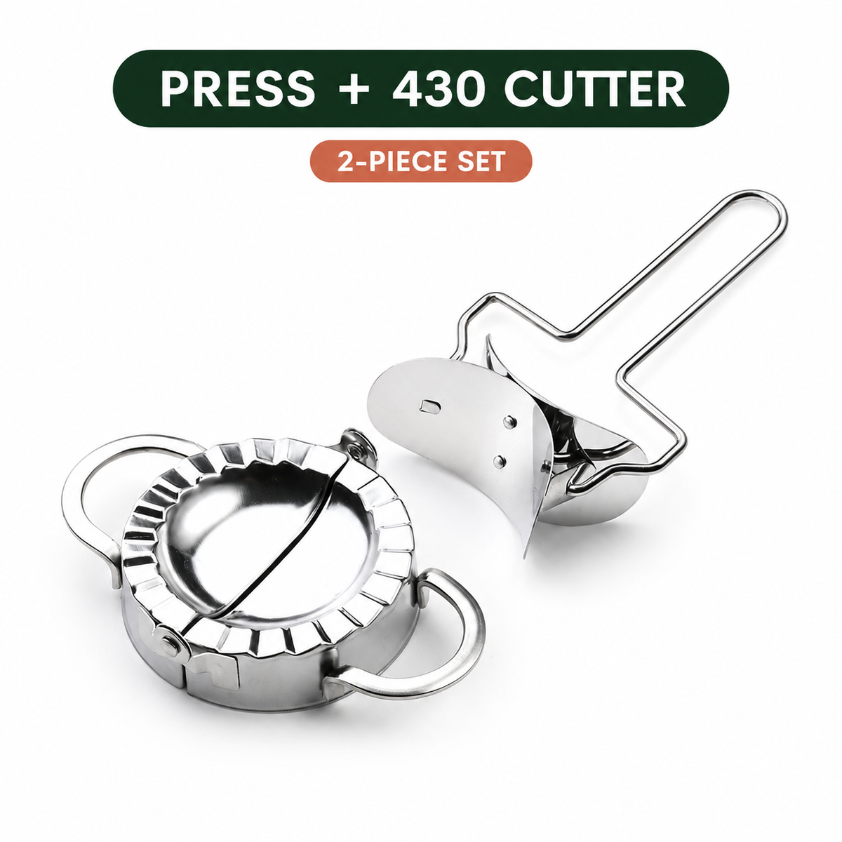 Stainless Steel Dumpling Maker & Dough Cutter Set – Roll, Fill, Press & Seal with Ease