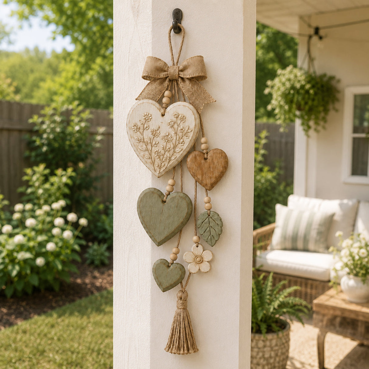 Rustic Heart & Wildflower Wall Hanging – Solid Wood Farmhouse Décor