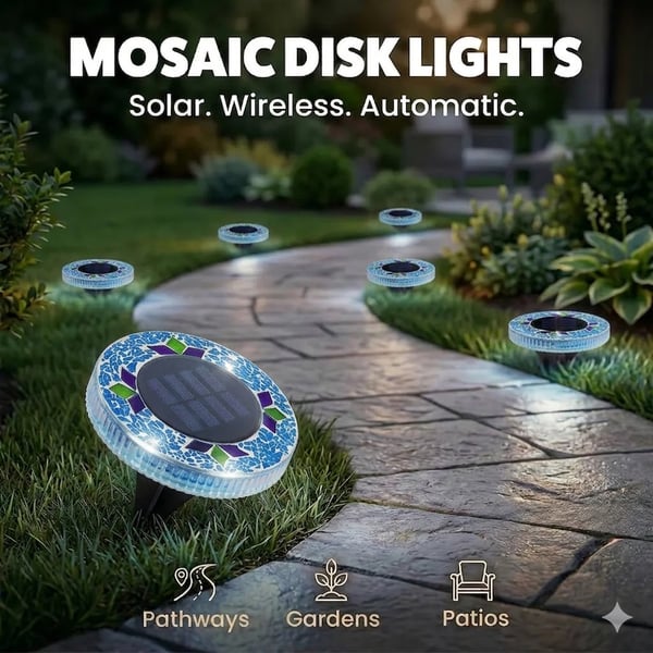50% OFF !!! Solar Disk Lights – Handcrafted Mosaic Outdoor LED Waterproof Light
