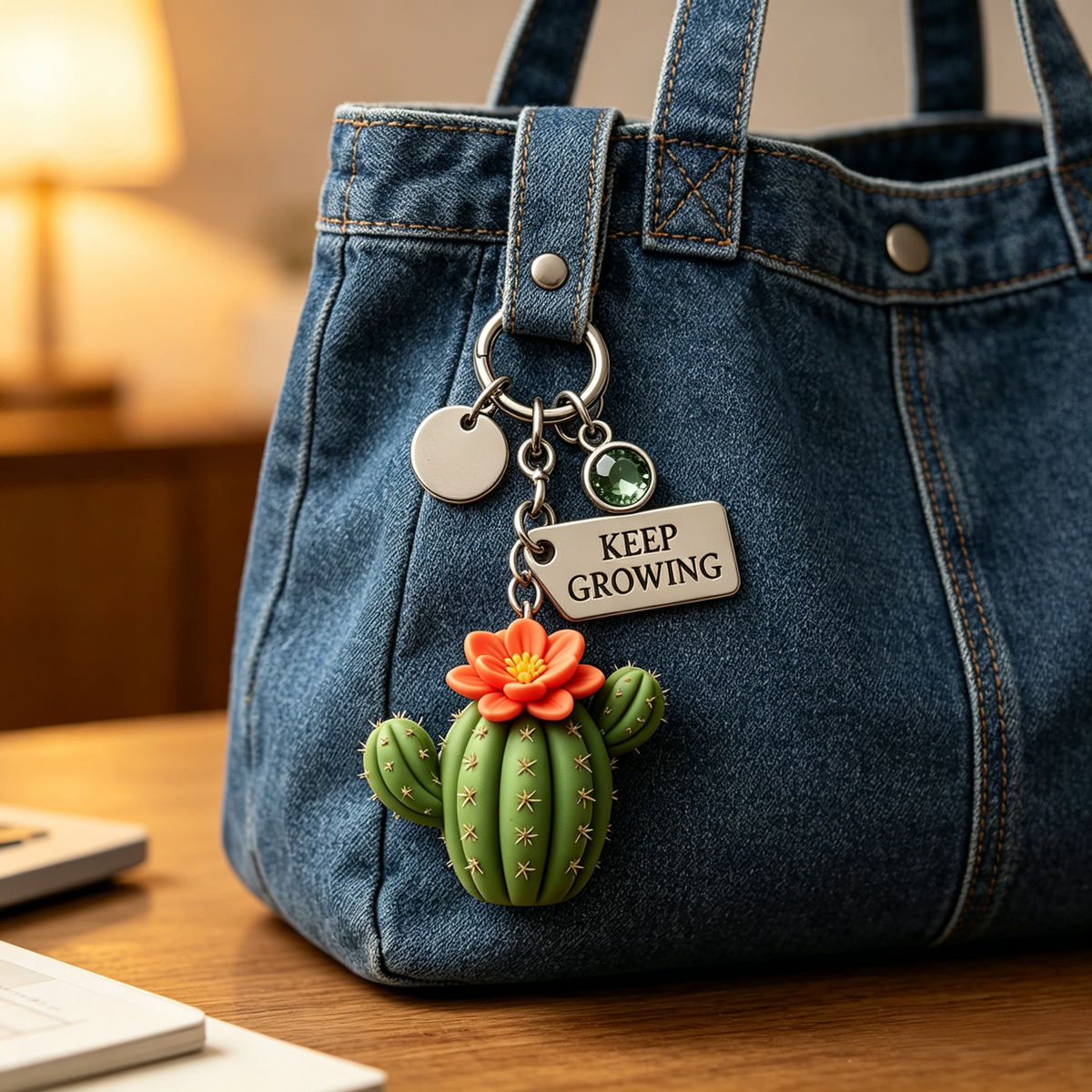 A Little Succulent for Your Journey | Keep Growing Cactus Keychain