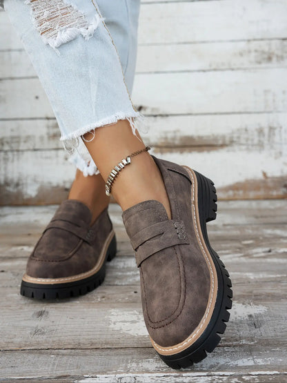 Women's Loafers – Round Toe, Slip-On, Wide Fit