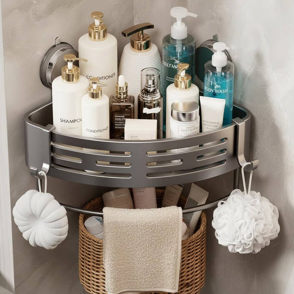 Suction Cup Storage Rack — No Drilling Required, Instantly Adds Storage Space