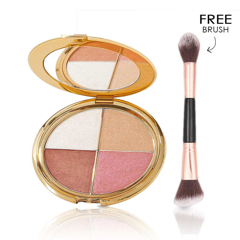 Glow Draped Highlight & Blush Palette – Four Dreamy Shades for a Fresh, Radiant Glow